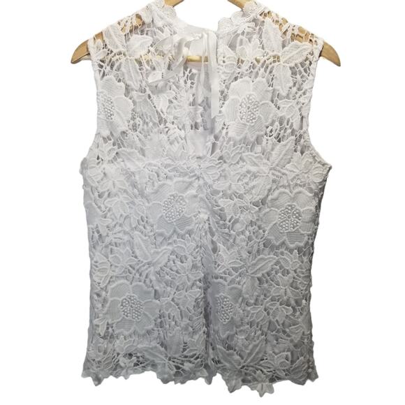 Nanette Lepore Top Medium Sleeveless White Crochet Shell - Picture 4 of 7